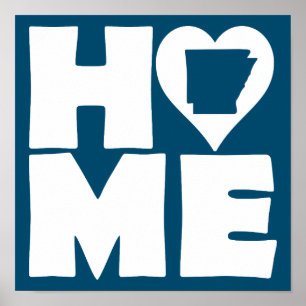 Arkansas Home Heart State Poster Schild