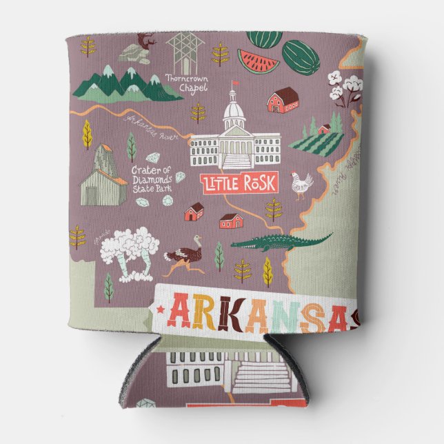 Arkansas Illustriert: USA Travel Map Dosenkühler (Vorderseite)