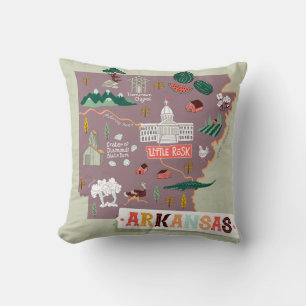 Arkansas Illustriert: USA Travel Map Kissen