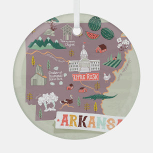 Arkansas Illustriert: USA Travel Map Ornament Aus Glas