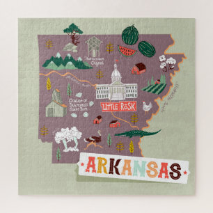 Arkansas Illustriert: USA Travel Map Puzzle