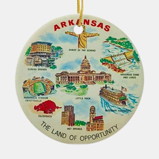 Arkansas illustriertes Ornament (Vorne)
