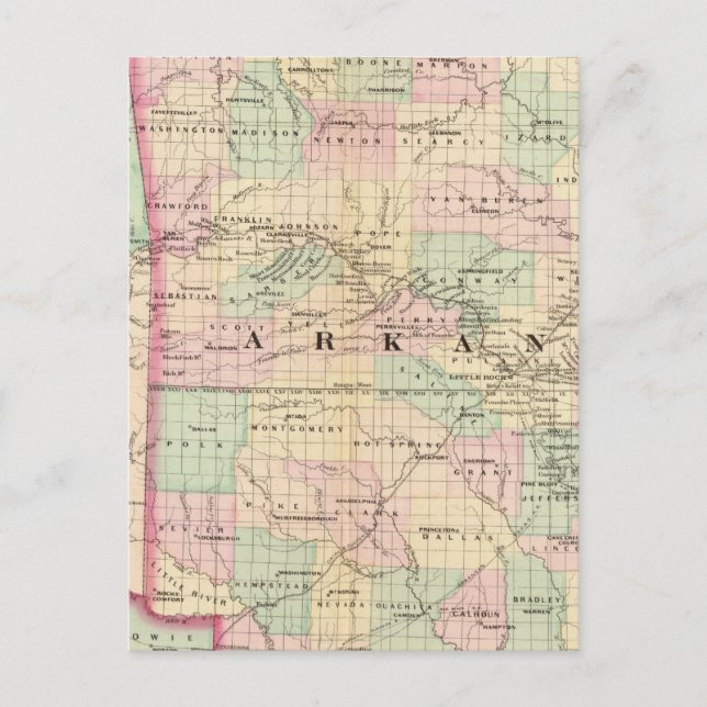Arkansas, Indisches Gebiet Postkarte (Vorderseite)