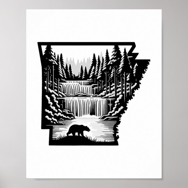 Arkansas Karte und Landschaft  Poster (Vorne)