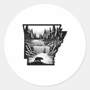 Arkansas-Karte und Landschaft Runder Aufkleber