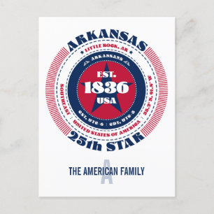 Arkansas, Little Rock, AR, Patriotic, Monogram Postkarte