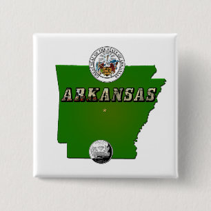 Arkansas Map, Siegel und Staat Imitate Quarter Button