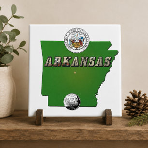 Arkansas Map, Siegel und Staat Imitate Quarter Fliese