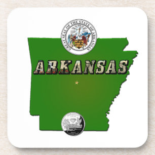 Arkansas Map, Siegel und Staat Imitate Quarter Getränkeuntersetzer