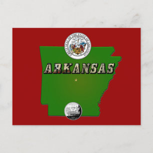 Arkansas Map, Siegel und Staat Imitate Quarter Postkarte