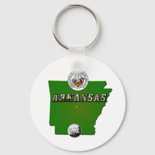 Arkansas Map, Siegel und Staat Imitate Quarter Schlüsselanhänger