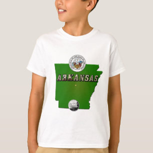 Arkansas Map, Siegel und Staat Imitate Quarter T-Shirt