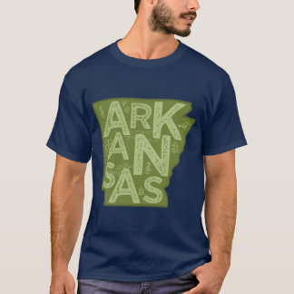 Arkansas Map Typografie Green T-Shirt