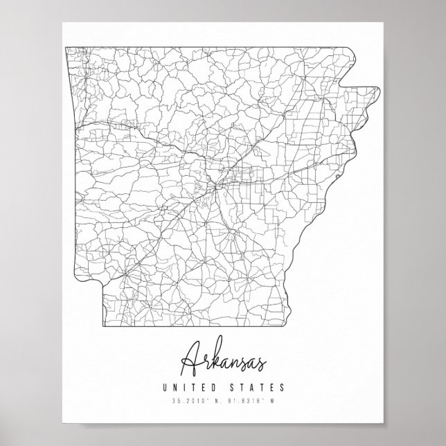 Arkansas Minimal Street Map Poster (Vorne)