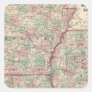 Arkansas, Mississippi und Louisiana Quadratischer Aufkleber