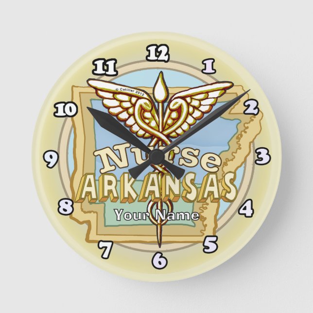 Arkansas Nurse Caduceus Runde Wanduhr (Vorderseite)