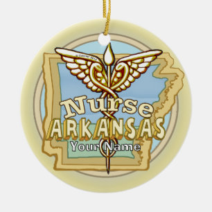 Arkansas Nurse Caduceus Schmuck Keramik Ornament