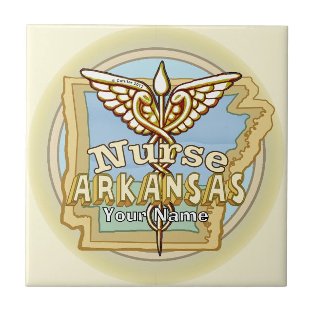 Arkansas Nurse Caduceus  tile  Fliese (Vorderseite)