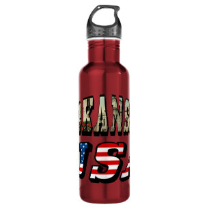 Arkansas Picture und USA Flag Text Edelstahlflasche