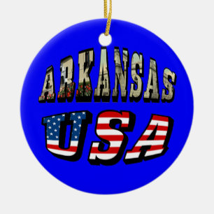 Arkansas Picture und USA Flag Text Keramikornament