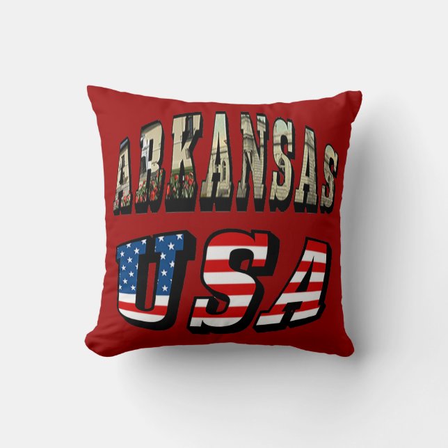 Arkansas Picture und USA Flag Text Kissen (Vorderseite)