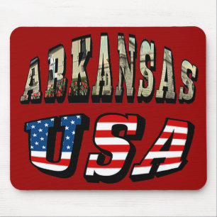 Arkansas Picture und USA Flag Text Mousepad