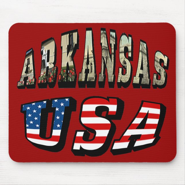 Arkansas Picture und USA Flag Text Mousepad (Vorne)