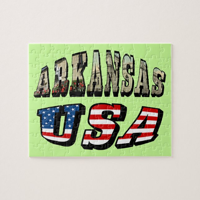 Arkansas Picture und USA Flag Text Puzzle (Horizontal)