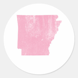 Arkansas Pink Vintage Grunge Runder Aufkleber