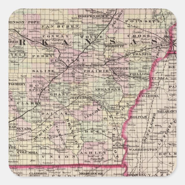 Arkansas Quadratischer Aufkleber (Vorderseite)