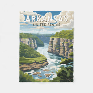 Arkansas Reise Kunst Vintage Fleecedecke
