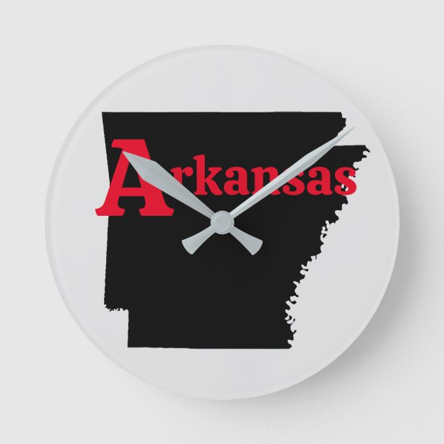 Arkansas roter Text Runde Wanduhr (Vorderseite)