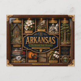Arkansas Shadow Box 3D Figurine Staat Postkarte