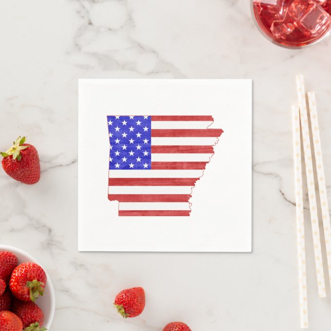 Arkansas Shaped American Flag Patriotic Paper Serviette (Beispiel)