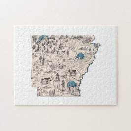 Arkansas Shaped Vintage Arkansan Picture Map Puzzle