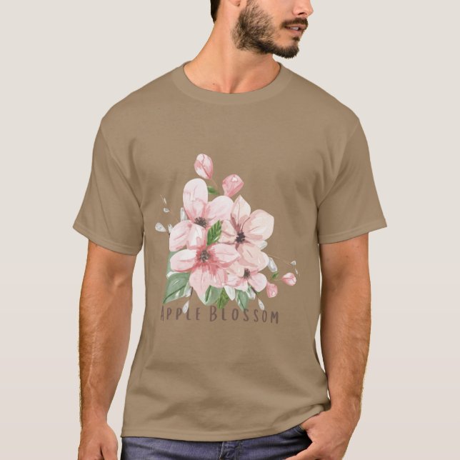 Arkansas Staat Apple Blossom Blume Watercolor Sti T-Shirt (Vorderseite)