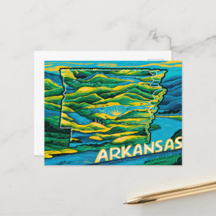 Arkansas Staat Map Malerei Postkarte