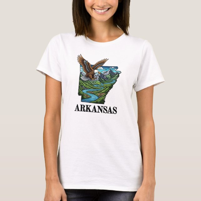 Arkansas Staat Tattoo Style Adlergebirge T-Shirt (Vorderseite)