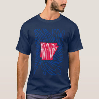 Arkansas Staats Karte Typografie Rot und Blau USA T-Shirt