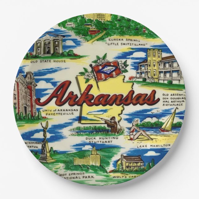 Arkansas Staatstischplatten Pappteller (Vorderseite)