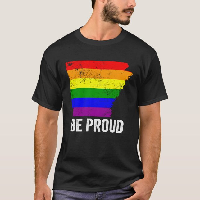 Arkansas State Gay Pride Flag LGBT Lesbian Bisexua T-Shirt (Vorderseite)