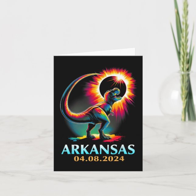 Arkansas Totality Total Solar Eclipse 2024 T Rex D Karte (Vorderseite)