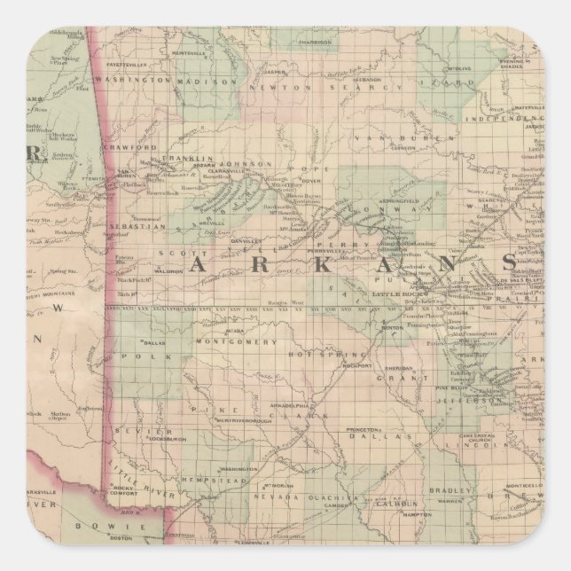 Arkansas und Teile des indischen Hoheitsgebiets Quadratischer Aufkleber (Vorderseite)