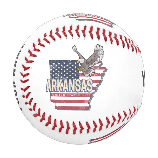 Arkansas United Staaten Retro Map Vintag USA Baseball (Vorderseite Links)