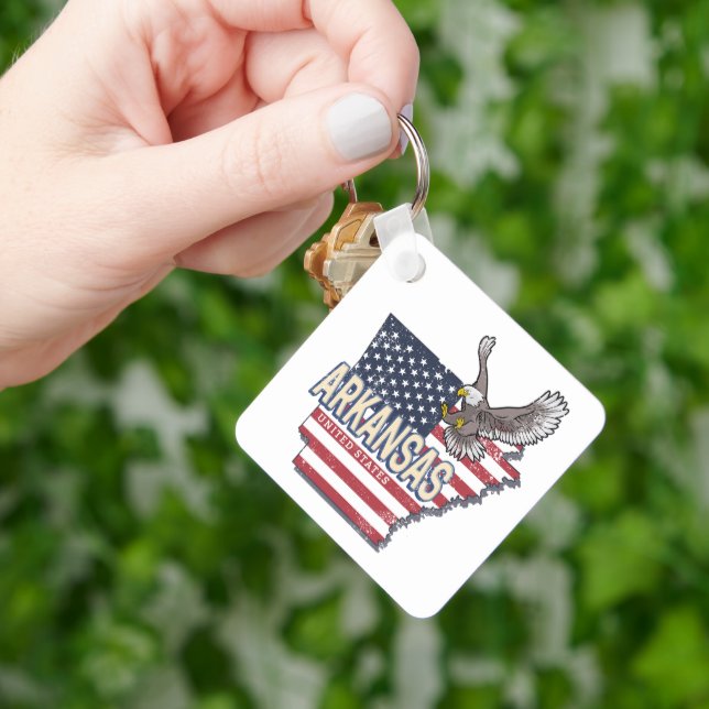 Arkansas United Staaten Retro Map Vintag USA Schlüsselanhänger (Hand)