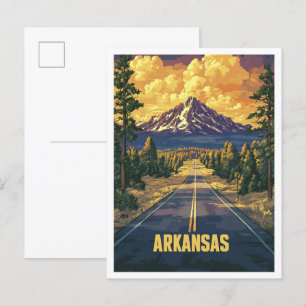 Arkansas USA Art Vintag Illustration Travel Postkarte