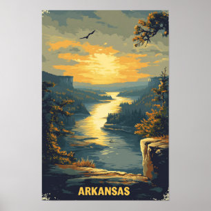 Arkansas USA Kunst Vintage Illustration Reise Poster