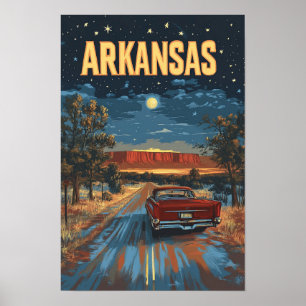 Arkansas USA Vintag Illustration Travel Poster