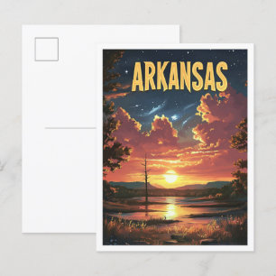 Arkansas USA Vintag Illustration Travel Postkarte