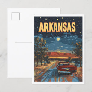 Arkansas USA Vintag Illustration Travel Postkarte